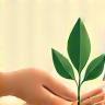 Icon of leaf in hands