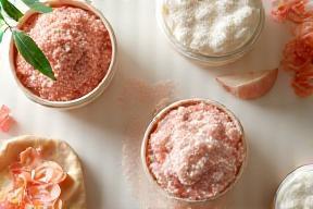 Spa body treatment setup with salt scrubs